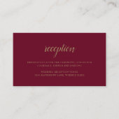 Carte D'accompagnement Elégante Réception Forme Or Mariage Bourgogne (Devant)