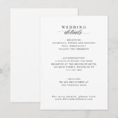 Carte D'accompagnement Elégante Réception Hébergement Détails Mariage (Devant / Derrière)