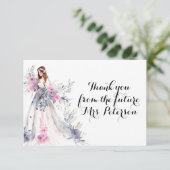 Carte D'accompagnement Élégante robe blanche de mariée remerciements (Debout devant)