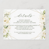 Carte D'accompagnement Elégante Rose blanche Florals Détails du Mariage (Devant)