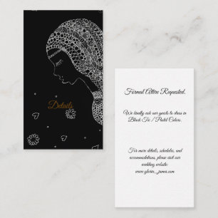 Carte D'accompagnement Élégante silhouette de mariée noire et blanche pou