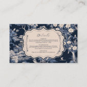 Carte D'accompagnement Élégante Toile de Jouy Bleue de Mariage (Devant)