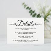 Carte D'accompagnement Élégante typographie de fleurs noires détails mari (Debout devant)