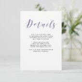 Carte D'accompagnement Élégante typographie | Détails de l'invité Violet (Debout devant)