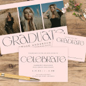Carte D'accompagnement Elégante Typographie moderne Pink Graduation Conse
