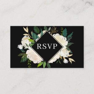 Carte D'accompagnement Elégante verdure Fleurs blanches Mariage RSVP