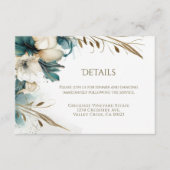 Carte D'accompagnement Élégante verdure Floral Turquoise or Mariage (Devant)