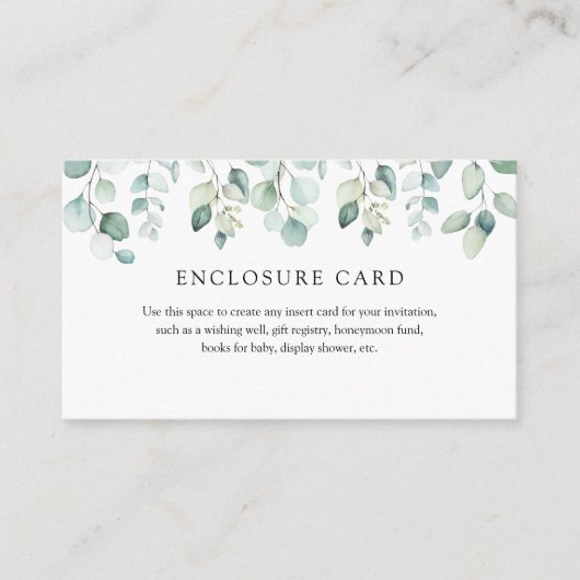 Carte D'accompagnement Élégante verdure moderne d'eucalyptus (Devant)