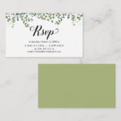 Carte D'accompagnement Élégante verdure, Script noir, réponse RSVP (Devant / Derrière)