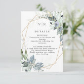 Carte D'accompagnement Élégante verdure vert et or Code QR de mariage (Debout devant)