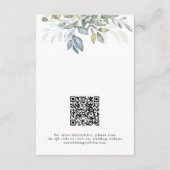 Carte D'accompagnement Élégante verdure vert et or Code QR de mariage (Dos)