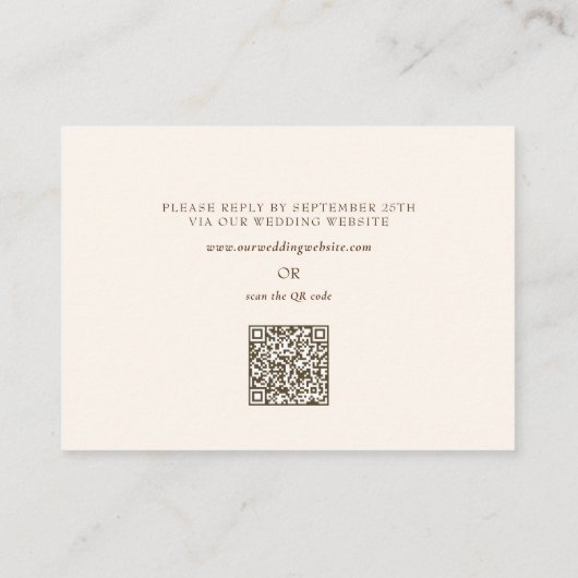 Carte D'accompagnement Elégantes fleurs d'automne doré Mariage QR Code RS (Dos)