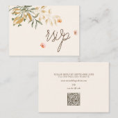 Carte D'accompagnement Elégantes fleurs d'automne doré Mariage QR Code RS (Devant / Derrière)