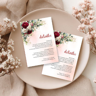 Carte D'accompagnement Élégantes informations de mariage floral blanc Bou