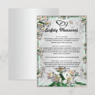 Carte D'accompagnement Élégantes mesures de sécurité des Mariages floraux