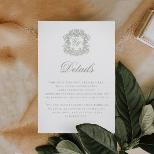 Carte D'accompagnement Élégants détails de mariage au vert sauge avec mon