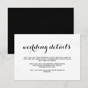 Carte D'accompagnement Élégants détails de mariage noir et blanc à pois