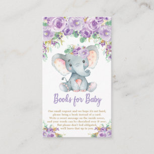 Carte D'accompagnement Élément bébé éléphant floral violet Apporte un liv