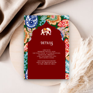 Carte D'accompagnement Élément de mariage éléphant d'art folklorique indi