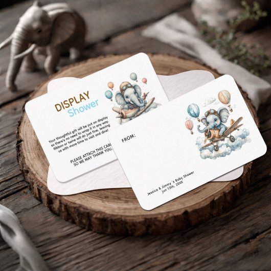 Carte D'accompagnement Elephant Aviator Baby Shower Display Shower