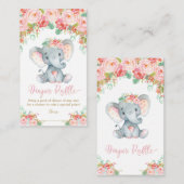 Carte D'accompagnement Eléphant Baby shower couches Raffle bébé fille (Devant / Derrière)