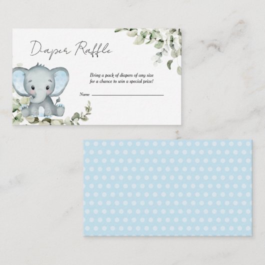 Carte D'accompagnement Élephant Baby shower Déchets Raffle (Devant / Derrière)