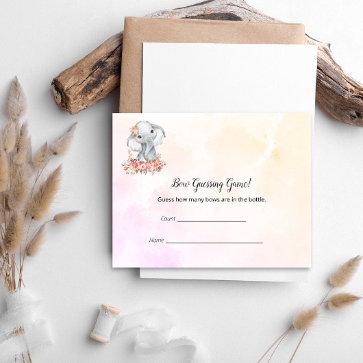 Carte D'accompagnement Eléphant Baby shower Devant Compteur Jeu