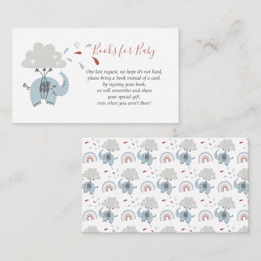 Carte D'accompagnement Elephant Blue Cute Boy's Books for Baby (Devant / Derrière)