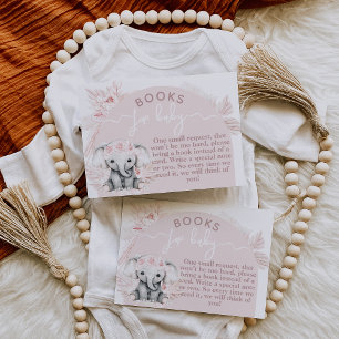 Carte D'accompagnement Elephant Boho Floral rose Baby shower livre