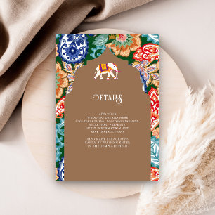 Carte D'accompagnement Éléphant d'art populaire indien Beige Détails de m