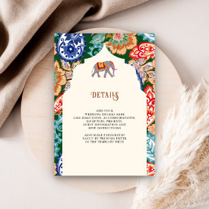 Carte D'accompagnement Éléphant de mariage en crème Art folklorique indie