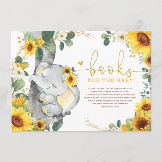 Carte D'accompagnement Eléphant de tournesol chic apporter un Baby shower (Devant)