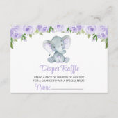 Carte D'accompagnement Eléphant, Fleurs d'aquarelle violette, Raffle de c (Devant)