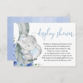 Carte D'accompagnement Eléphant garçon bleu douche à affichage floral (Devant / Derrière)