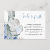 Carte D'accompagnement Eléphant garçon bleu floral livres pour bébé deman (Devant)