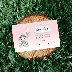 Carte D'accompagnement Elephant Hot Air Balloon Baby Girl Diaper Raffle