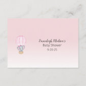 Carte D'accompagnement Elephant Hot Air Balloon Maman's Belly Taille bébé (Dos)