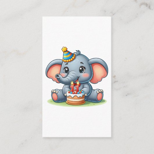 Carte D'accompagnement Éléphant mignon 11e anniversaire (Devant)