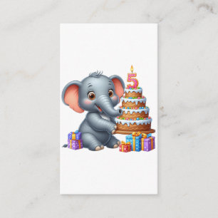 Carte D'accompagnement Éléphant Mignon 5ème Anniversaire