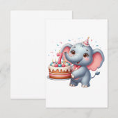 Carte D'accompagnement Éléphant Mignon 7ème Anniversaire (Devant / Derrière)