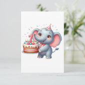 Carte D'accompagnement Éléphant Mignon 7ème Anniversaire (Debout devant)