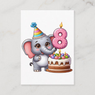 Carte D'accompagnement Éléphant Mignon 8ème Anniversaire