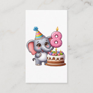 Carte D'accompagnement Éléphant Mignon 8ème Anniversaire