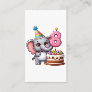 Carte D'accompagnement Éléphant Mignon 8ème Anniversaire