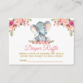 Carte D'accompagnement Eléphant Pink Floral Diaper Raffle Douche Or (Devant)