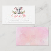 Carte D'accompagnement Eléphant rose Bébé Fille Douche Déchets Raffle (Devant / Derrière)