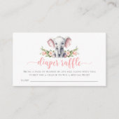 Carte D'accompagnement Eléphant rose Bébé Fille Douche Déchets Raffle (Devant)