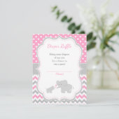 Carte D'accompagnement Eléphant rose et gris Baby shower (Debout devant)