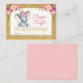 Carte D'accompagnement Eléphant rose floral couche Parties scintillant de (Devant / Derrière)