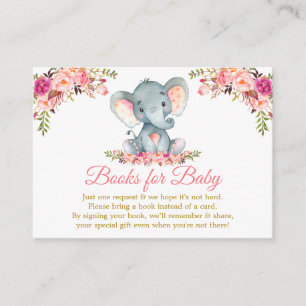 Carte D'accompagnement Elephant Rose Floral Gold Livres Pour Baby shower